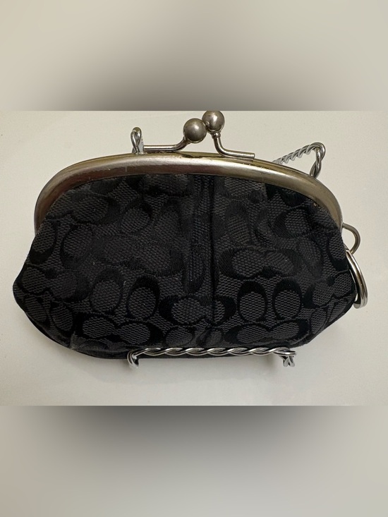 Coach Accessories - Vintage Y2K Coach Mini Signature Kiss Lock Frame Pouch Coin Purse Key Chain